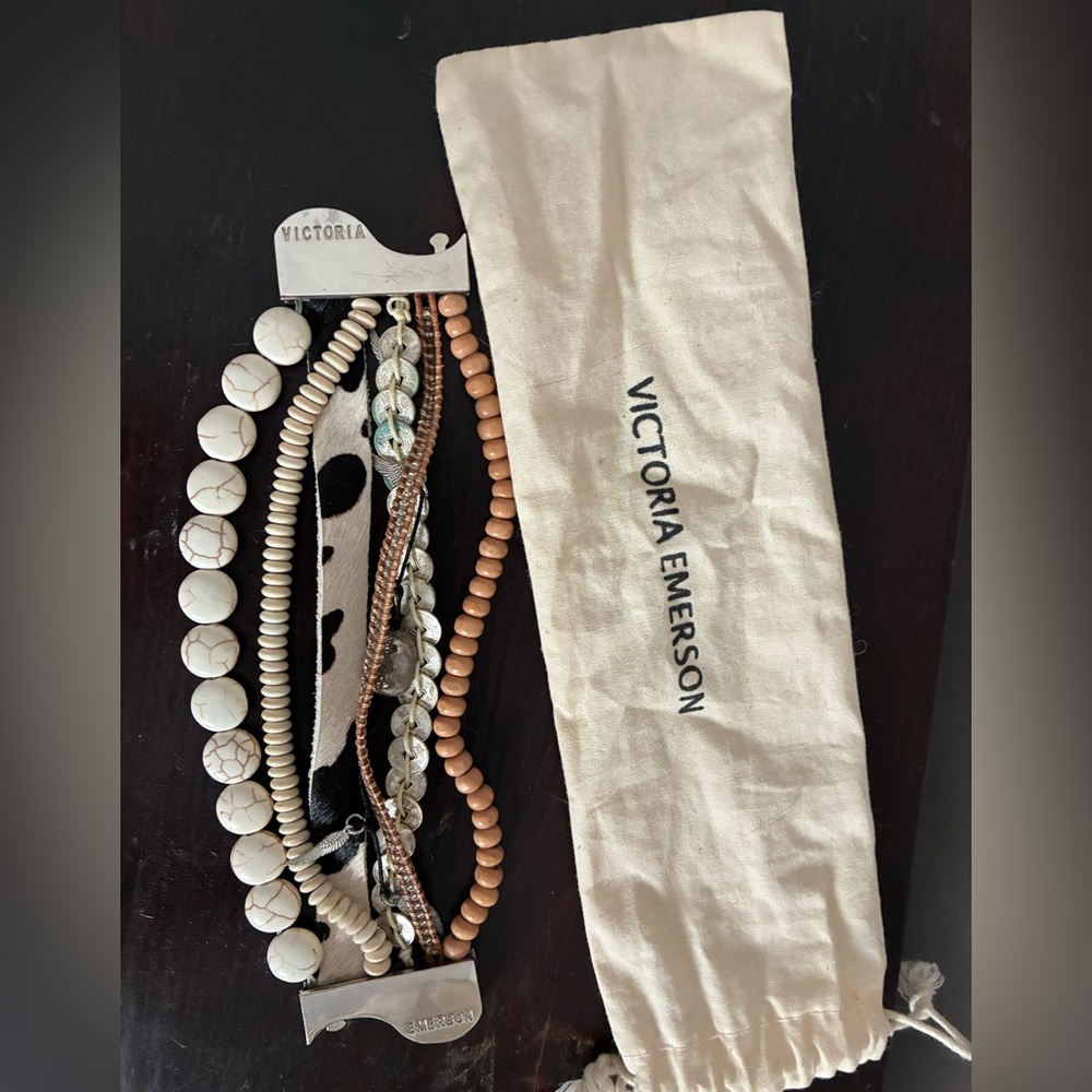 Victoria Emerson Boho Bracelet Set - White, Brown, Black
